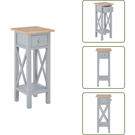 Beistelltisch Grau 27 x 27 x 65,5 cm Holz - Holz Tisch - Beistelltisch - Nachttisch - Wohnzimmerschrank - Deko Regal (1/5)