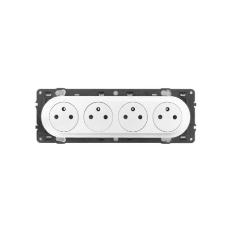 Legrand - Cu00e9liane 2024 - Quadruple prise de courant - Blanc - SANS PLAQUE - Ru00e9f : 080253 + CM0114 + CB0114