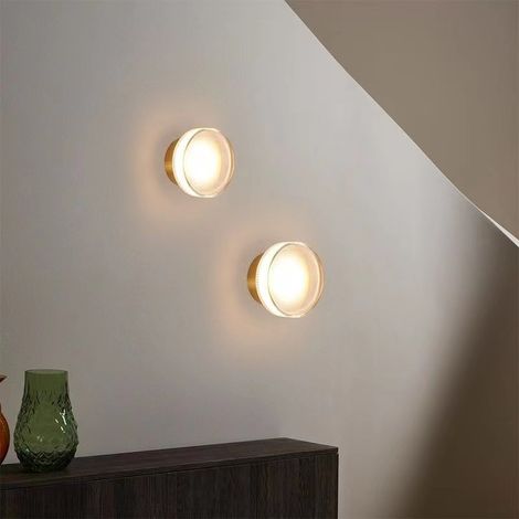 2er Set Moderne LED Wandleuchte Runde Wandlampe Kreative Golden Wandbeleuchtung Warmweißes Licht Ø13.5cm