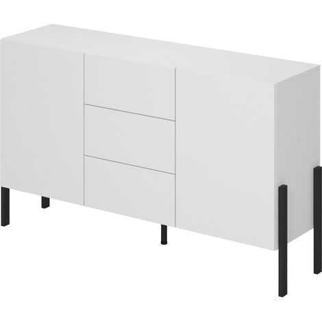 Buffet Design Kollektion SALMA - 2 Türen & 3 Schubladen – Supermatt Weiß & Mattschwarz