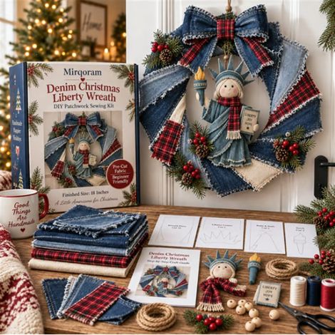 Cute, practical, innovative, portable Christmas Wreath DIY Kit - Denim Wreath DIY Set - Freedom
