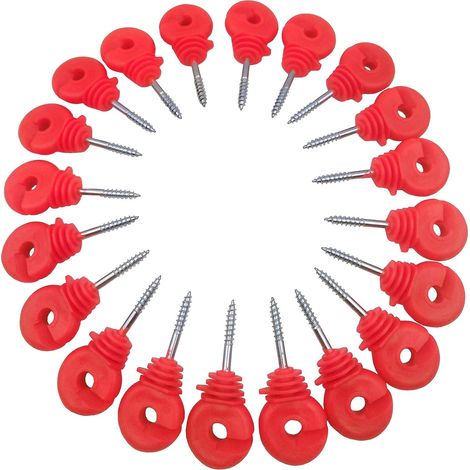 20 pcs Isolateur Cloture Electrique a Visser, Isolateur Cloture Electrique pour Grillage Piquet Fer, Isolateur Cloture Electrique pour Animaux Chevaux Fil Cloture éLectrique Fixe(Rouge) (1/5)