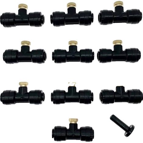 Ugelli nebulizzatori, connettore a T ad accesso rapido, struttura in ottone resistente, 10 pezzi da 0,2 mm neri (1/2)