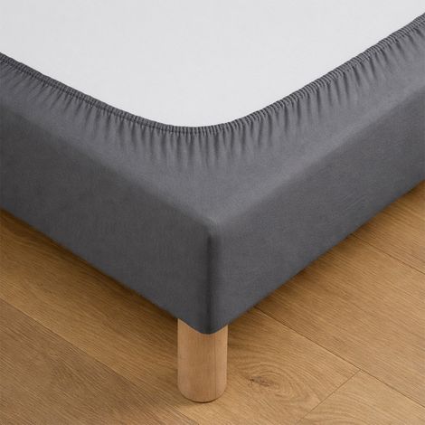 Cache sommier jersey coton extensible Gris 90x190 cm