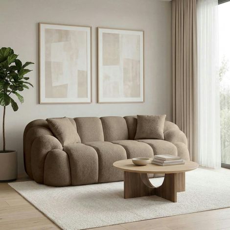 Canapé 2 places taupe design arrondi ONDA (1/5)
