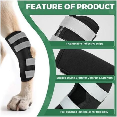 HOXILEELEO - Genouillère pour Chien 2 Unités for Pattes Arrière avec Sangles Réfléchissantes, Attelle pour Jambe Offrant Un Soutien Articulaire pour la Guérison des Blessures et des Entorses,M (1/5)