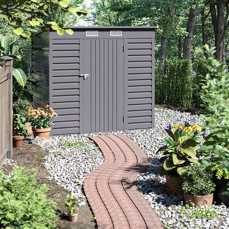 75.2 Inch W Bike Shed Grey Outdoor Galvanized Steel Storage Shed (1/5)