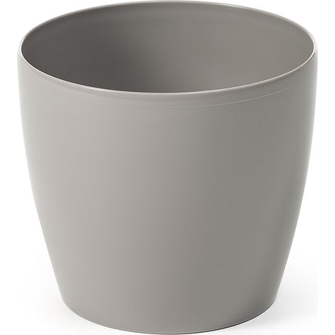 Vaso da fiori con coperchio in plastica, color tortora, 13,5 cm, Magnolia