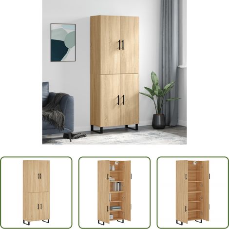 Buffet en bois - Buffet haut Chêne sonoma 69,5x34x180 cm Bois d'ingénierie (1/5)