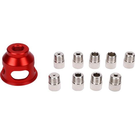 Ortviai Guide de Percage Vertical 90° pour Bois - Fixation en Aluminium avec 9 Douilles de Diamètres Variés (3 à 10mm) - Rouge