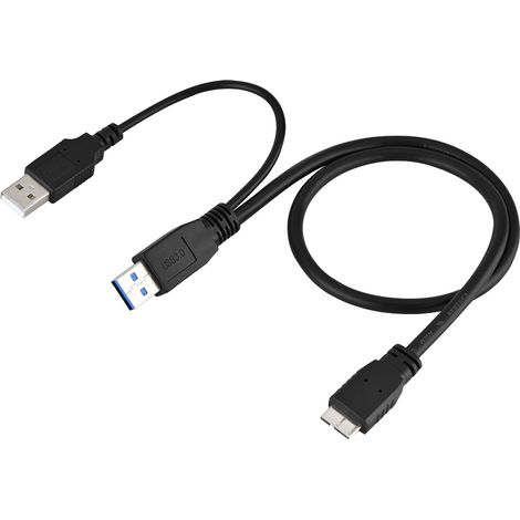 Câble Y USB 3.0 A Mâle vers Micro B Mâle pour Alimentation Disque Dur Externe 50cm (1/5)