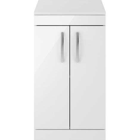 Nuie Athena Floor Standing 2-Door Vanity Unit and Worktop 500mm Wide - Gloss White (1/5)