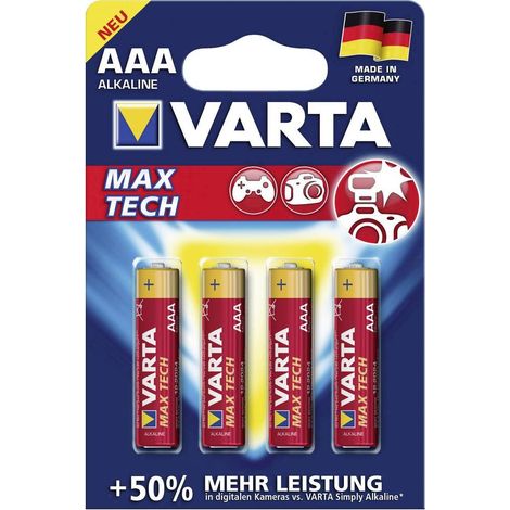 Blister 4 batterie ministilo VARTA max tech alcalina LR03 1,5V