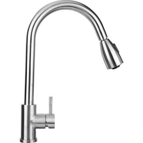 G1/2-Zoll-Edelstahl-Auszieh-Küchenspülenarmatur, Kalt- und Warmwasserhahn, Küchenzubehör (1/5)