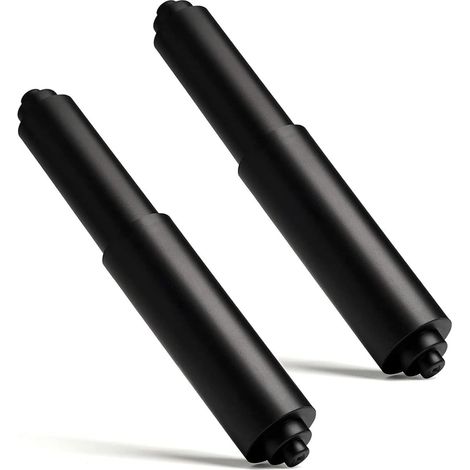Juego de 2 soportes de plástico para rollos de papel higiénico para baño, color negro. (1/2)
