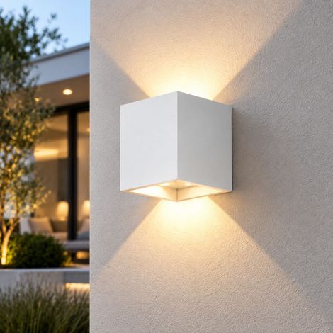 Applique da esterno quadrata in alluminio bianco, 6W, IP65/IP68, illuminazione regolabile, tensione 110-220V, per giardino e villa. (1/4)
