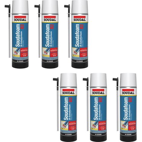 6x Soudal Soudafoam 2K B2 400ml Adapterschaum Zargenschaum Türenschaum PU-Schaum