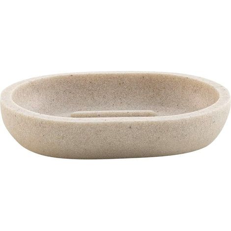 1 - Porte-Savon - Polyrésine - Résistant à l&39humidité et aux chocs pour salle de bain - Couleur Sable - 12x8,5x2 cm (1/3)