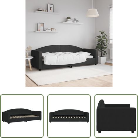 vidaXL Lit de jour - Lit de repos sans matelas noir 80x200 cm tissu (1/5)