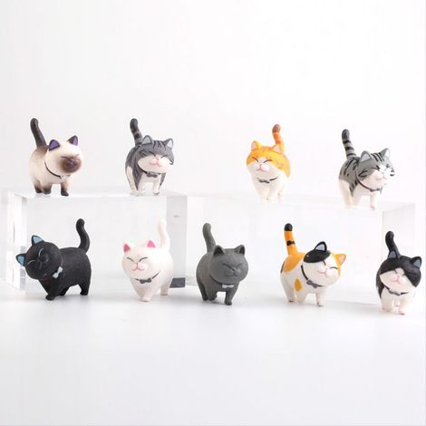 Figurine Chat - Résine - Décoration Gâteau Anniversaire et Intérieur - Lot de 9