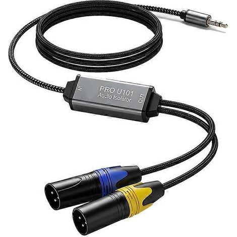 Isolateur audio PRO U101 jack 3,5 mm vers double XLR, filtre antiparasite (1/5)