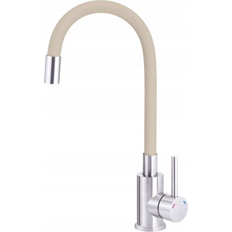 Grifo para fregadero de cocina Luno beige con caño flexible