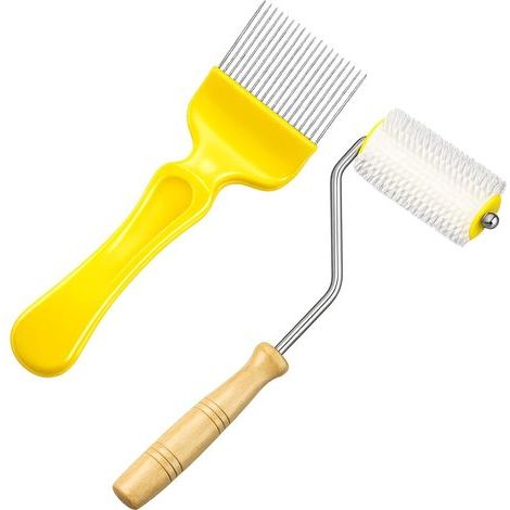 Lot de 2 outils d'apiculture, comprenant 1 extracteur de miel et 1 fourchette à décapsuler les abeilles en acier inoxydable avec 18 dents pour fournitures d'apiculture