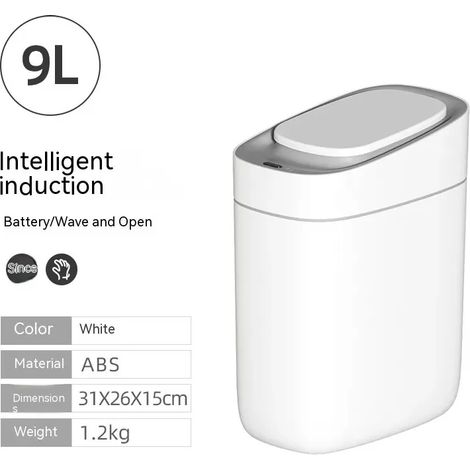 Poubelle électrique grande capacité avec capteur intelligent et couvercle (batterie de 9 litres). (1/5)