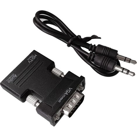 Adaptateur VGA femelle vers mâle, avec câble audio 3,5 mm, prend en charge la sortie vidéo Full HD 1080p. (1/5)