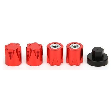 4 pièces Jante de Voiture RC avec Bouchon de Centre et Écrou M4 pour Traxxas TRX4/SCX10 90046 D90 1/10 1/8 - Rouge (1/5)