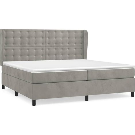 Maison Exclusive - Cama box spring con colchón terciopelo gris cl (1/5)