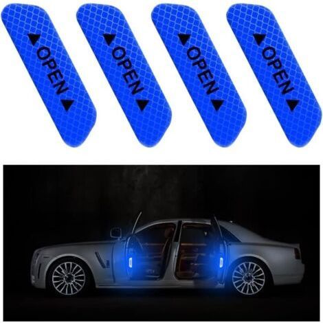4 Pieces Car Door Sticker, Door Opening Reminder Sticker, Anti-Collision Waterproof Reflective Stickers, Car Accessories Exterior Interior(Blue) (1/4)