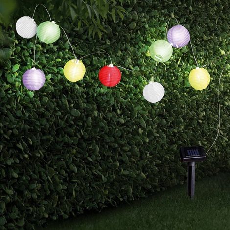 Solar-Lampion-Kette, 10 LED, farbige Lampions, 4,30 m (1/5)