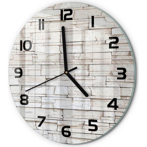 Horloge Murale Ronde Chambre Silencieuse en Verre Sans Tic-Tac Design Moderne Mur de pierre blanche fi 30 cm (1/5)