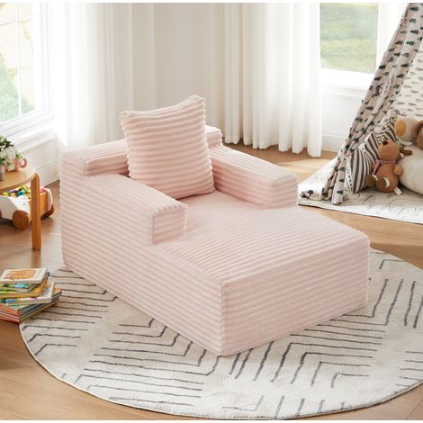 Verwandelbare Chaiselongue 117x81x50 cm Rosa, montagefrei, Cordstoff, Relaxsessel MEUBLIV (1/5)