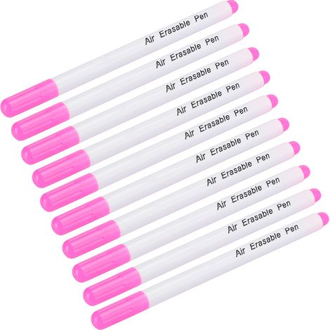 Lot de 10 marqueurs effaçables à l'eau pour tissus et outils de couture, pointe unique, rouge rose (1/5)