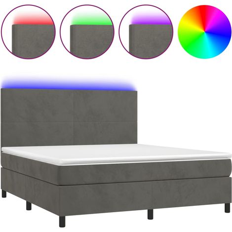 Maison Exclusive - Letto a Molle con Materasso e LED Grigio Scuro 180x200 cm