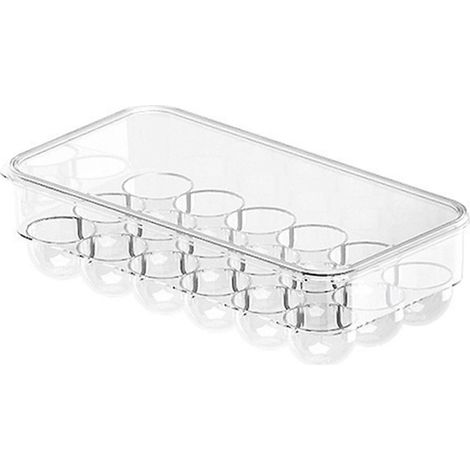 Boîte de rangement pour œufs au réfrigérateur, transparente et peu encombrante, avec couvercle, pouvant contenir 18 ou 24 œufs. Couleur : 18 compartiments. (1/4)
