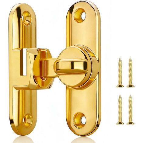 Loquet De Porte à Bascule 90/180° Pour Porte Coulissante De Grange,Or,En Alliage De Zinc,à Angle Droit,Renforcé Et Antirouille,Pour Salle De Bain,Cuisine,Placard,FenêTre,Grange Ou Jardin (1/5)