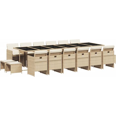 Maison Exclusive - Set comedor de jardín 17 pzas con cojines ratá (1/5)