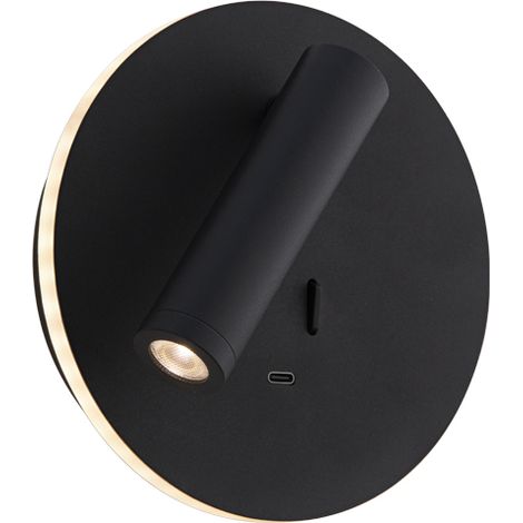 MY WAY - Applique LED 9W orientabile con porta USB, luce 3000K, Nero, design moderno in alluminio - Rossini Group (1/5)