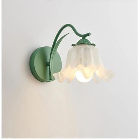 Lampe murale LED en forme de fleur pour la protection des yeux - Verte, 12W, réglable en continu, lumière tricolore, télécommande gratuite. (1/5)