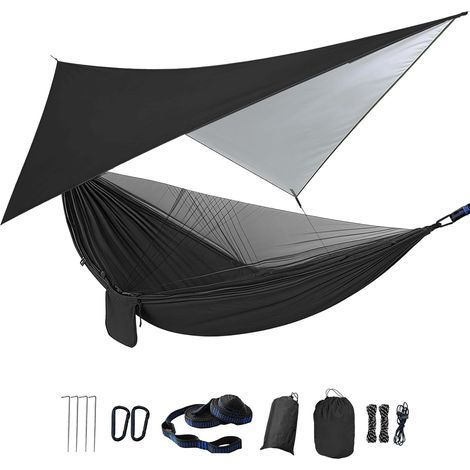 1 Hamac avec moustiquaire, Nylon 210T, Double sangle 6m, Support 300kg, Camping Randonnée (1/5)