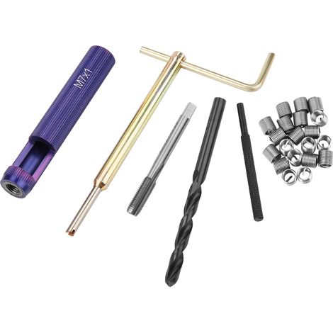 Kit de réparation de filetage M7x1.0, insert fileté en acier, outil d'installation pour vis, lot de pièces (1/5)
