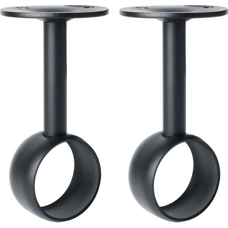 Soporte para barra de cortina, soporte para barra de armario con tornillos, soporte de techo para cortinas y armarios, acero inoxidable negro mate, 32 mm de diámetro, 2 unidades.
