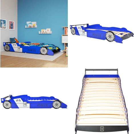 Kinder Rennwagen-Bett 90x200 cm Blau - Kinderbett - Rennwagenbett - Jugendzimmer - Blau - MDF - Home & Living (1/5)
