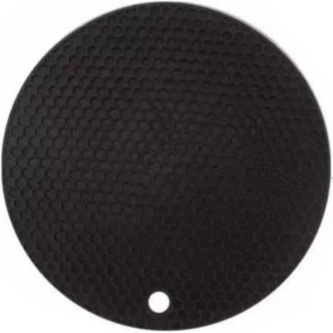 Tovaglietta rotonda in gomma, atossica, antiscivolo, resistente al calore, lavabile, isolante, per tazze e ciotole, nera, 15,5 cm/6,1 pollici.