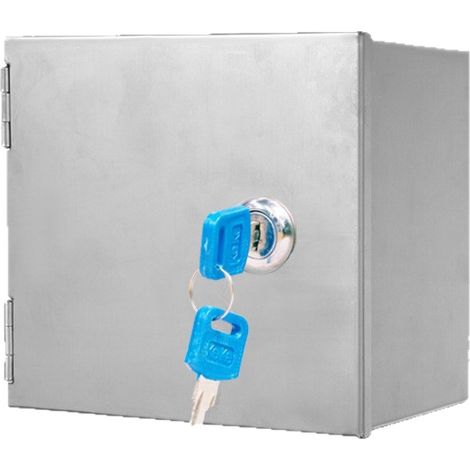 Coffret électrique en acier inoxydable avec serrure de sécurité et raccordement extérieur verrouillable (1/4)