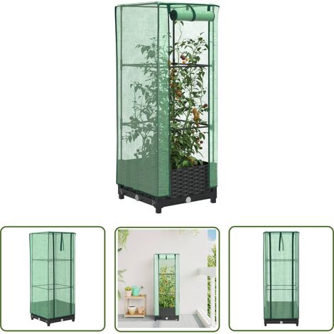 vidaXL Jardinière surélevée avec housse aspect rotin 40x40x123 cm (1/5)