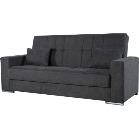 divano letto "padova" 3 posti tessuto grigio, 230x93x97 cm (1/4)